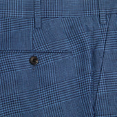 Dark Blue Prince Of Wales Check Linen Trousers