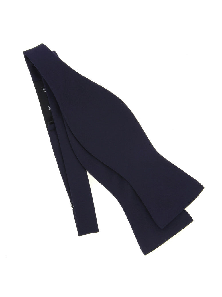Dark Blue Self Tie Bow Tie In Satin Silk Monte Carlo