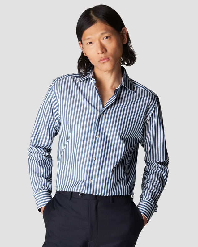 Markant gestreiftes Signature-Twill-Hemd Navy - Eton