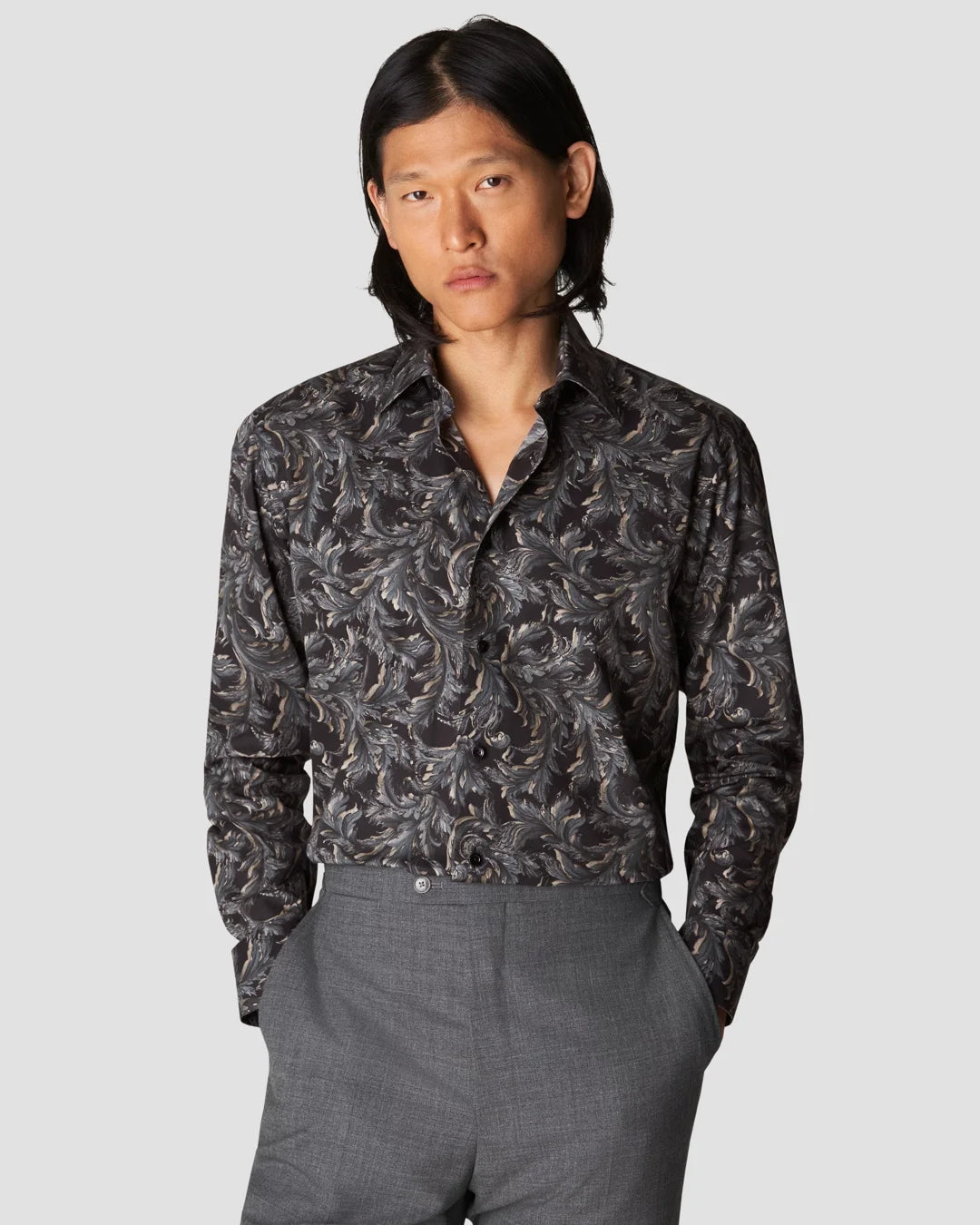 Floral Print Signature Twill Shirt Eton
