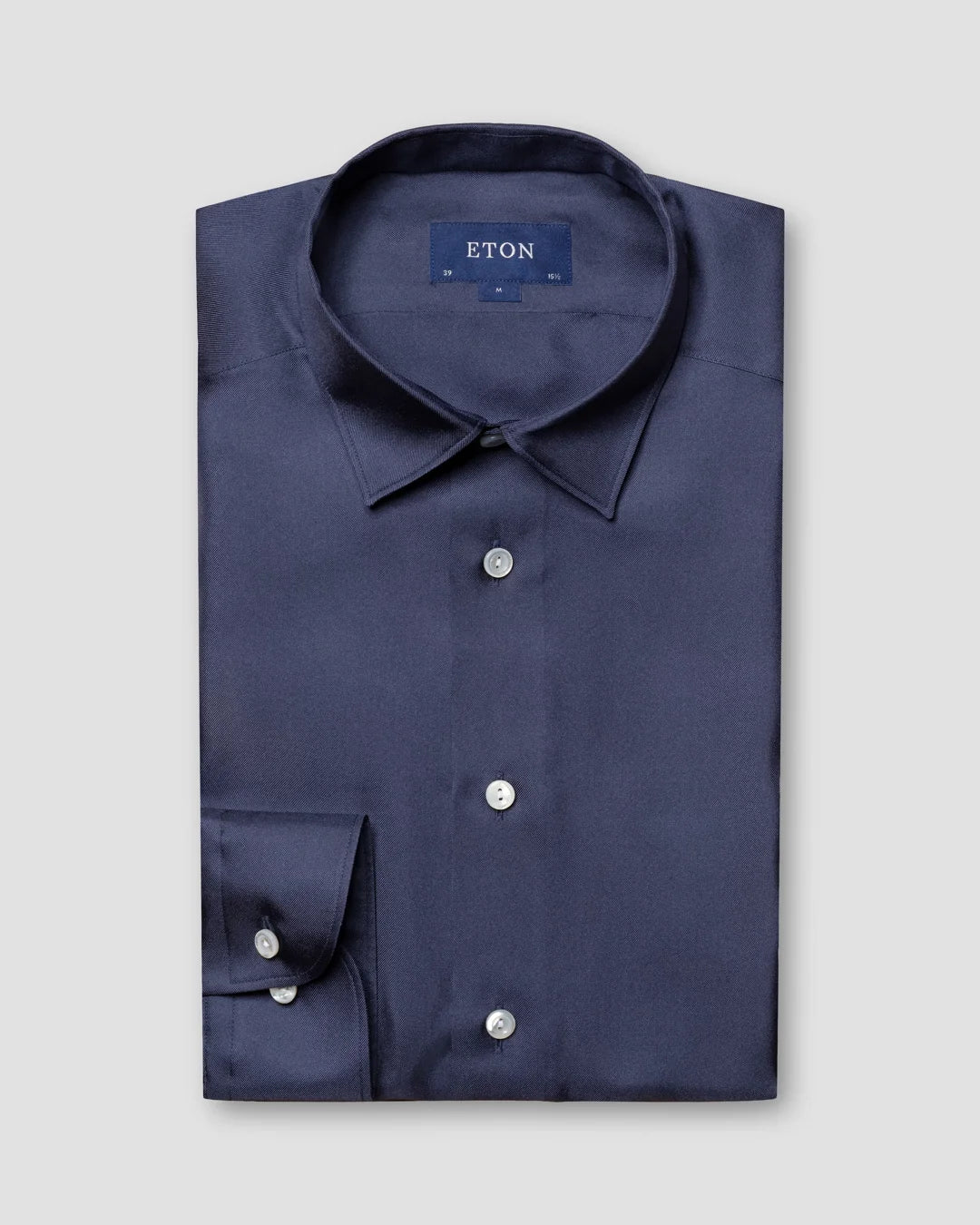 Dark Blue Silk Twill Shirt Eton
