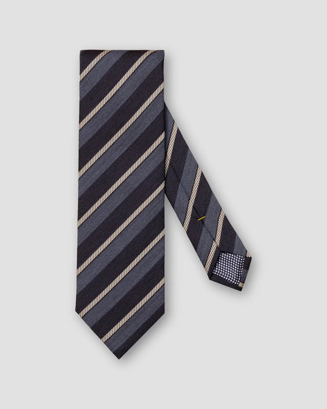 Dark Blue Striped Wool–silk Tie