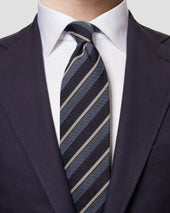 Dark Striped Wool Silk Tie