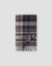 Navy Tartan Check Wool Scarf