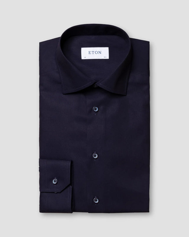 Dunkelblaues Twill-Hemd - Eton