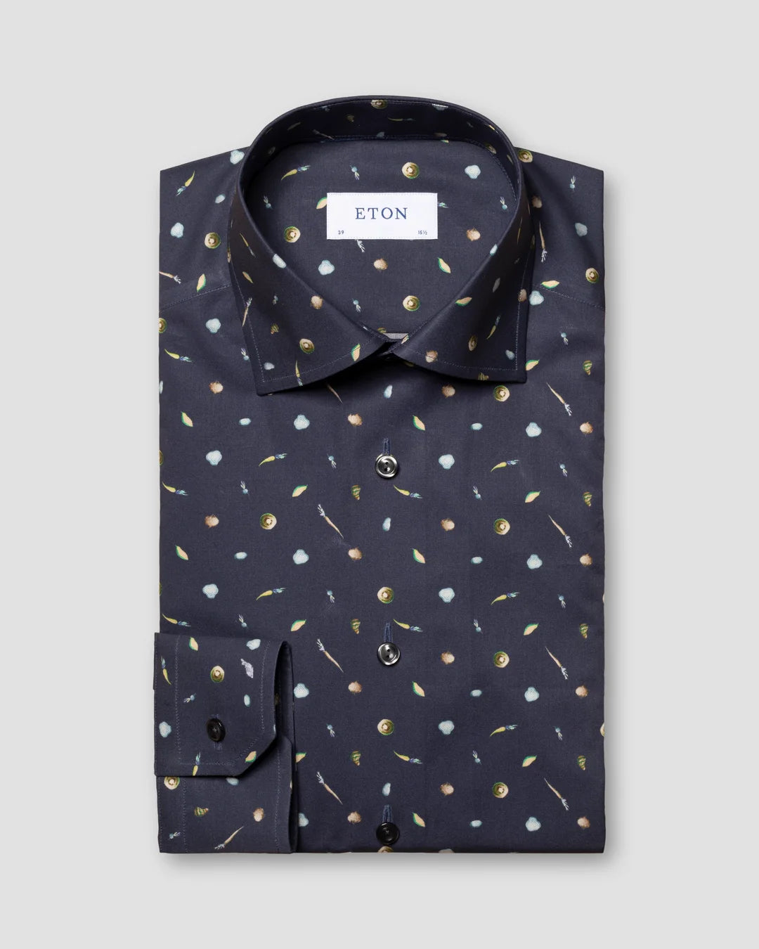 Blue Vegetables Print Fine Twill Shirt Eton