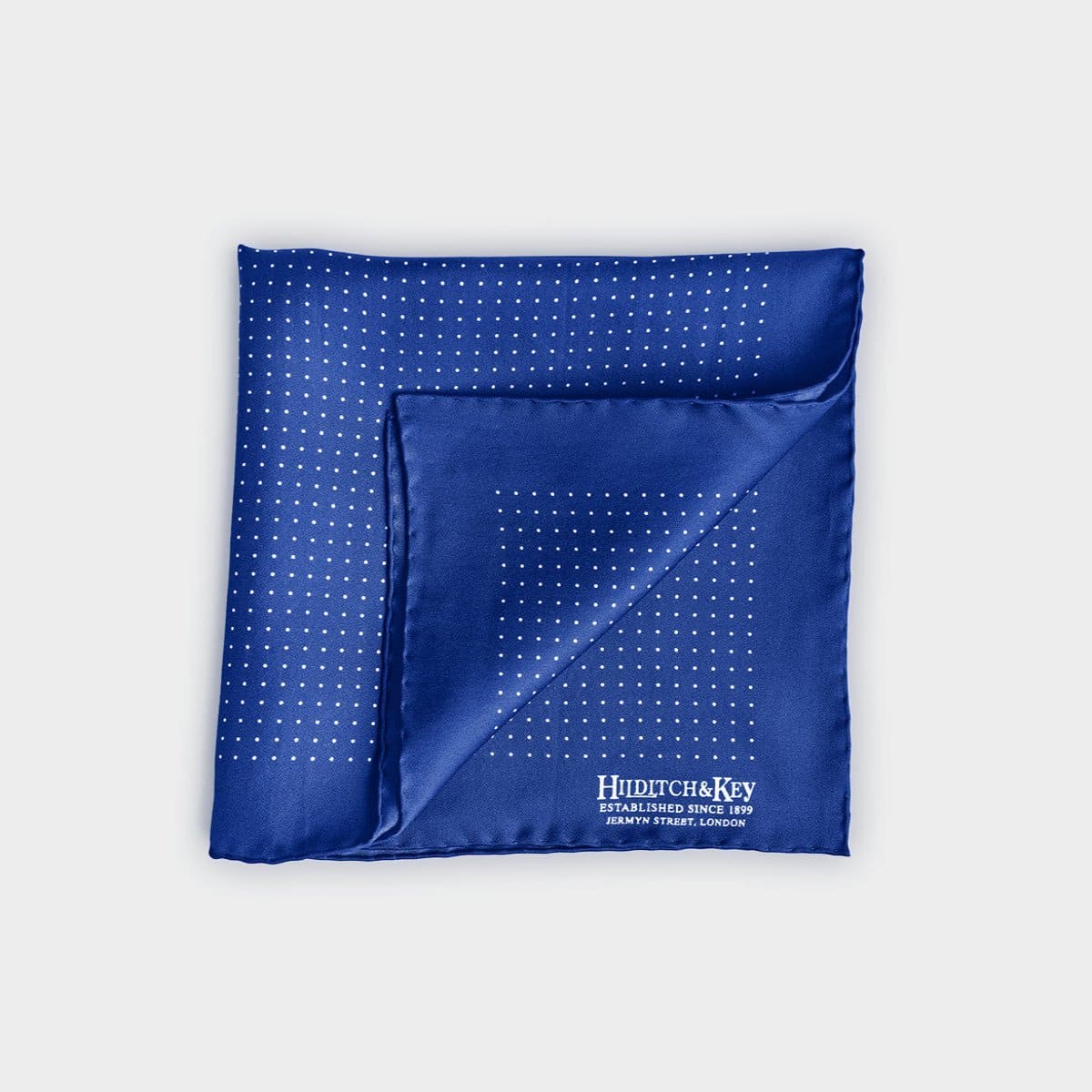 Dark Blue White Small Spot Silk Pocket Square