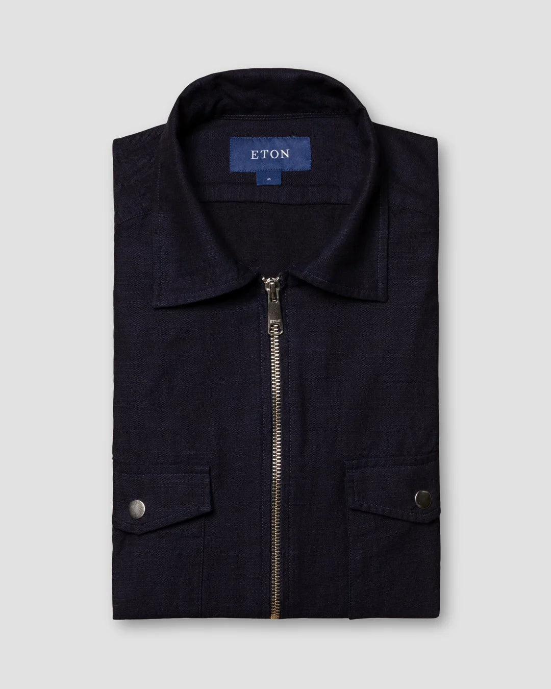 Dark Blue Zipper Denim Overshirt Eton