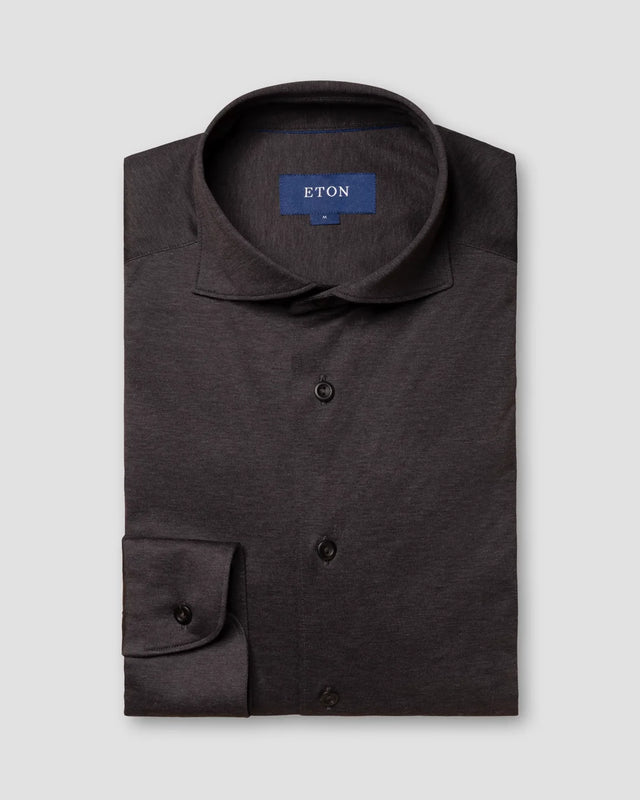 Dark Brown Single Jersey Shirt - Eton