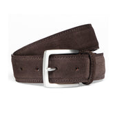 Dark Brown Suede Belt with Silver Buckle