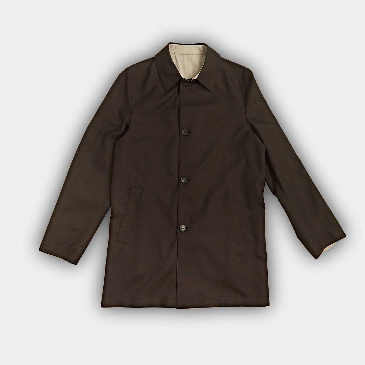 Dark Brown Tan Ledro Silk Cashmere Reversible Coat