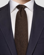 Dark Herringbone Wool Cotton Silk Tie