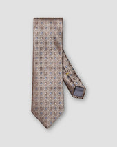 Brown Geometric Silk Tie