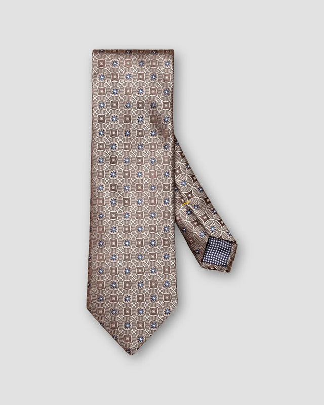Brown Geometric Silk Tie