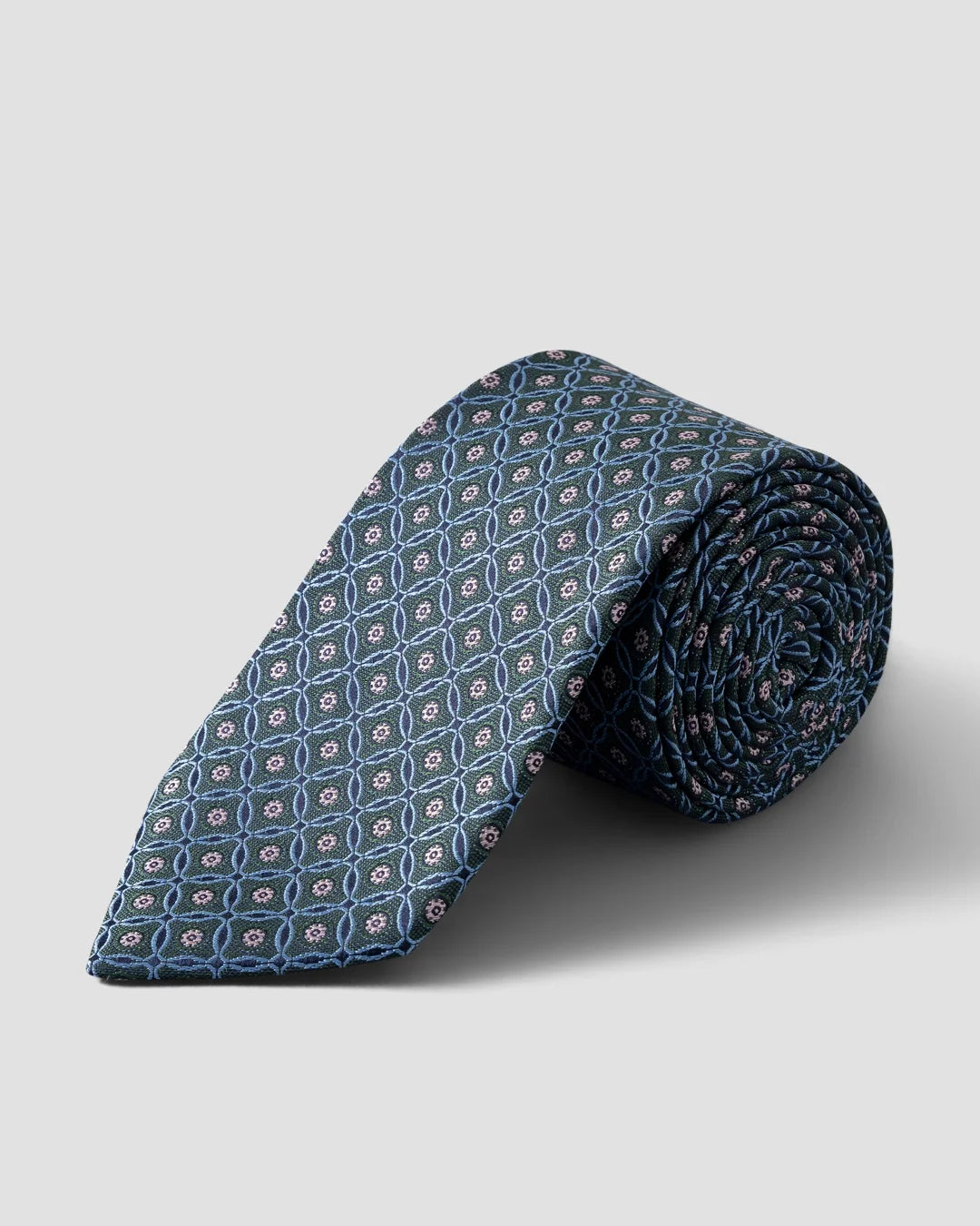 Dark Medallion Print Silk Tie