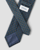 Dark green Medallion Print Silk Tie