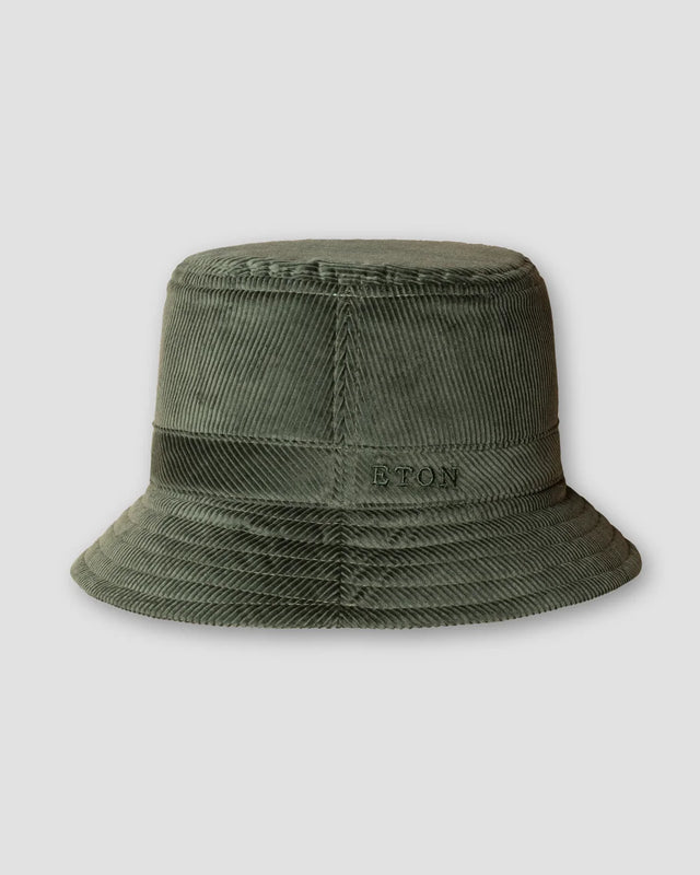 Dunkelgrüner Bucket Hat aus Cord - Eton