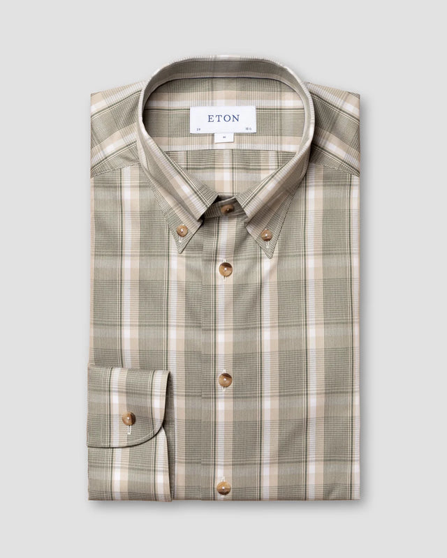 Grünes Hemd aus feinem Melange-Twill - Eton