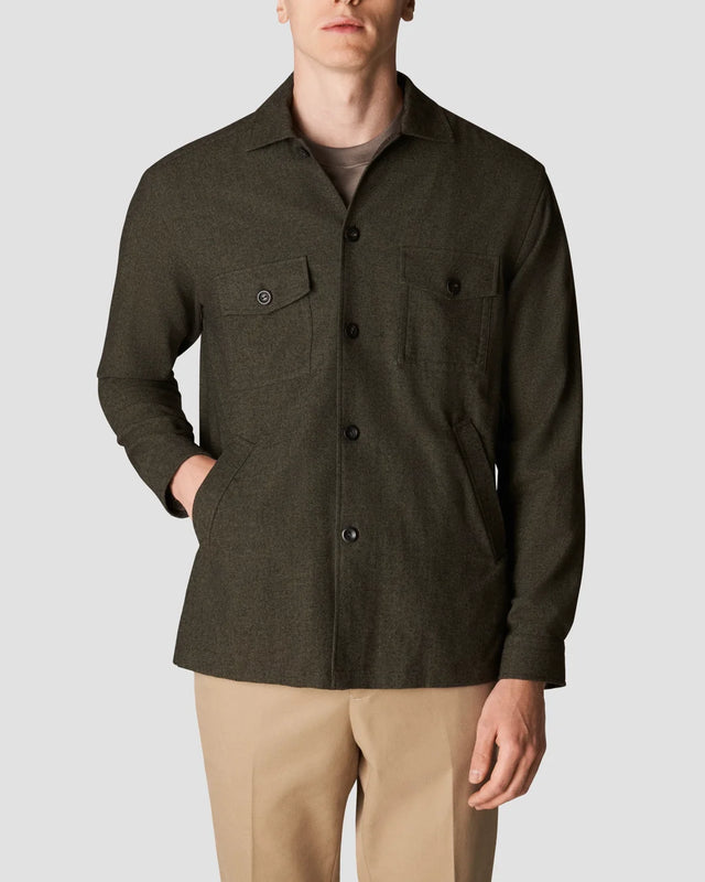 Dark Green Cotton Wool Cashmere Overshirt - Eton