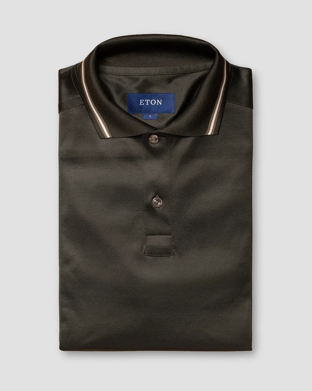 Dark Green Filo di Scozia Polo Shirt — Long Sleeve - Eton