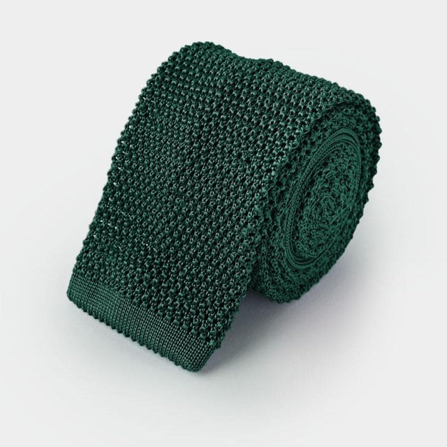 Plain Dark Green Knitted Silk Tie