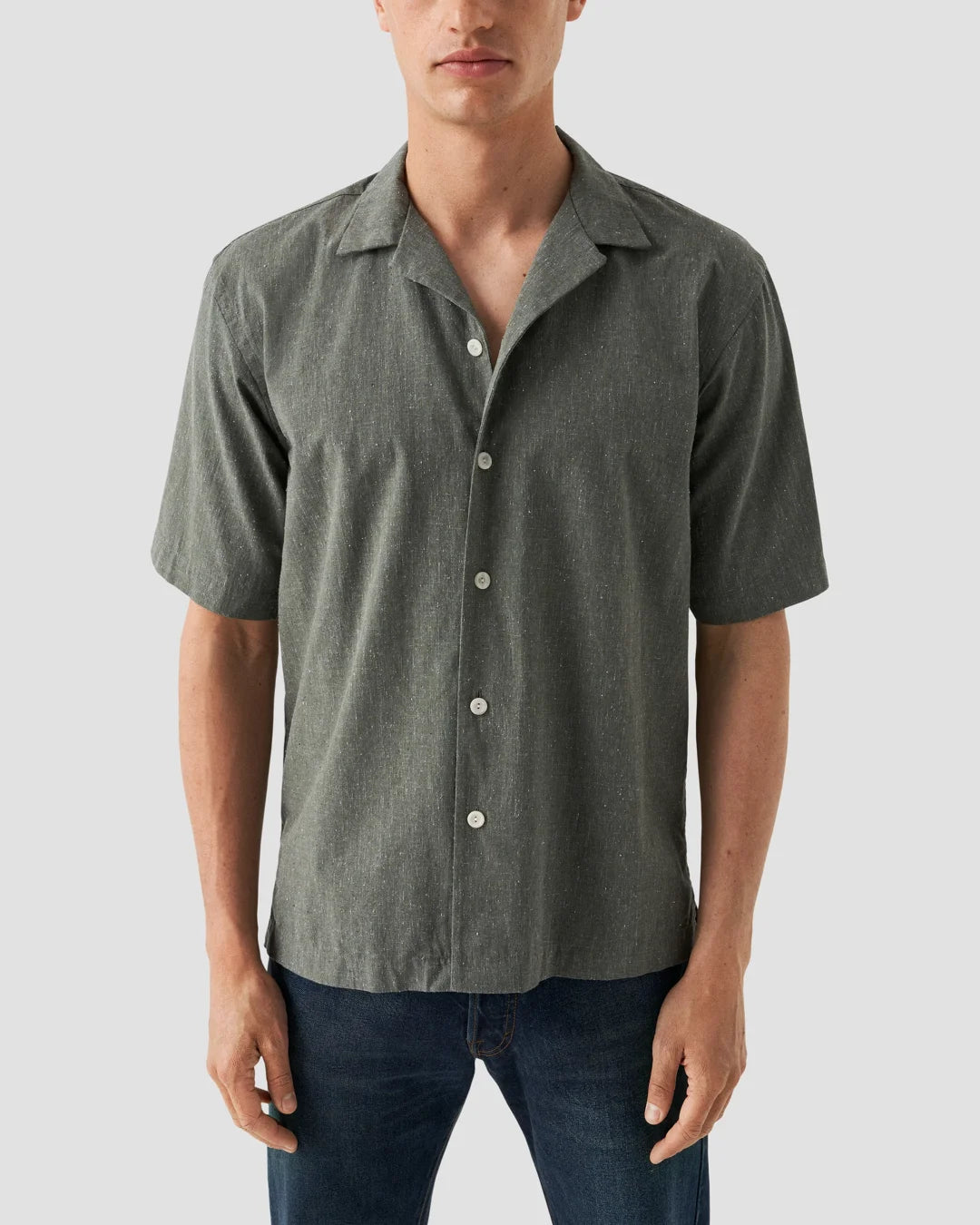 Dark Green Recycled Cotton Resort Shirt Eton