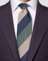 Navy Regimental Striped Silk Cotton Tie