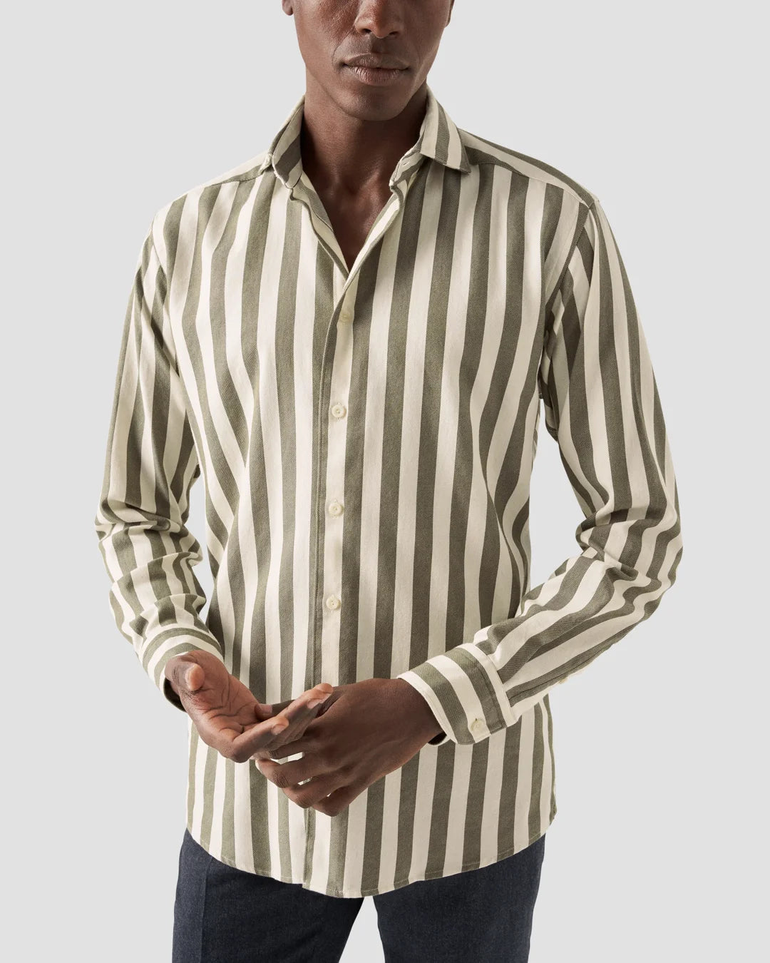 Green Bengal Striped Twill Shirt Eton
