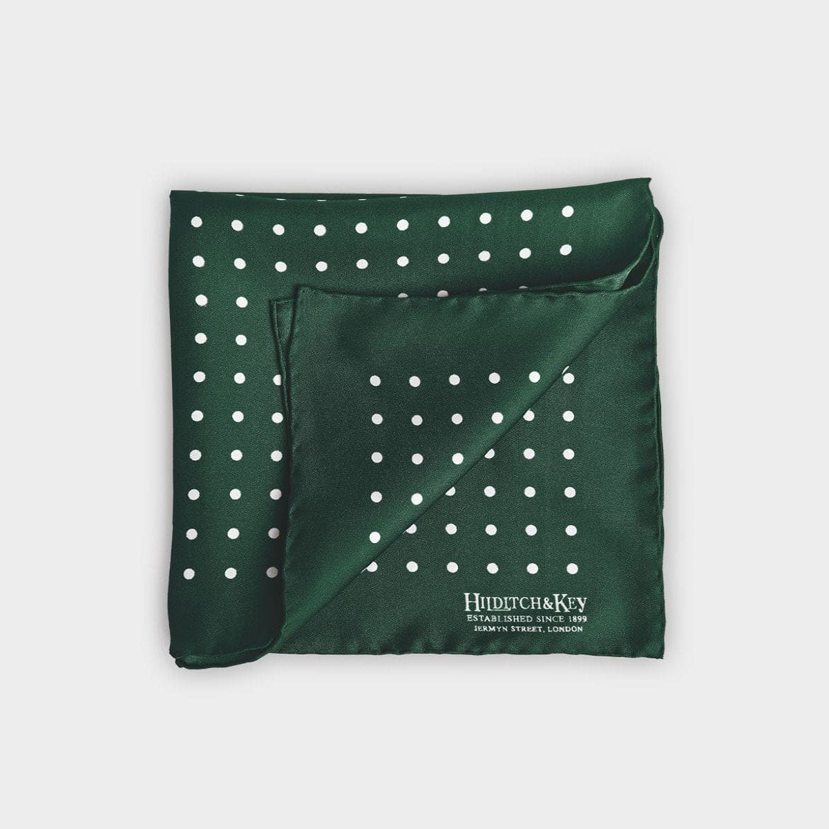 Dark White Medium Spot Silk Pocket Square