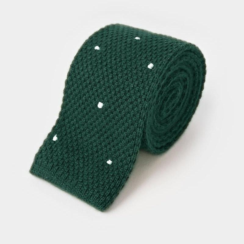 Dark White Spot Knitted Cashmere Tie