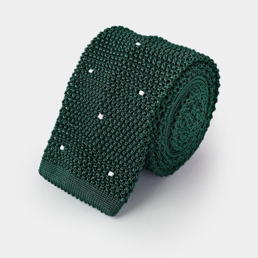 Dark White Spot Knitted Silk Tie