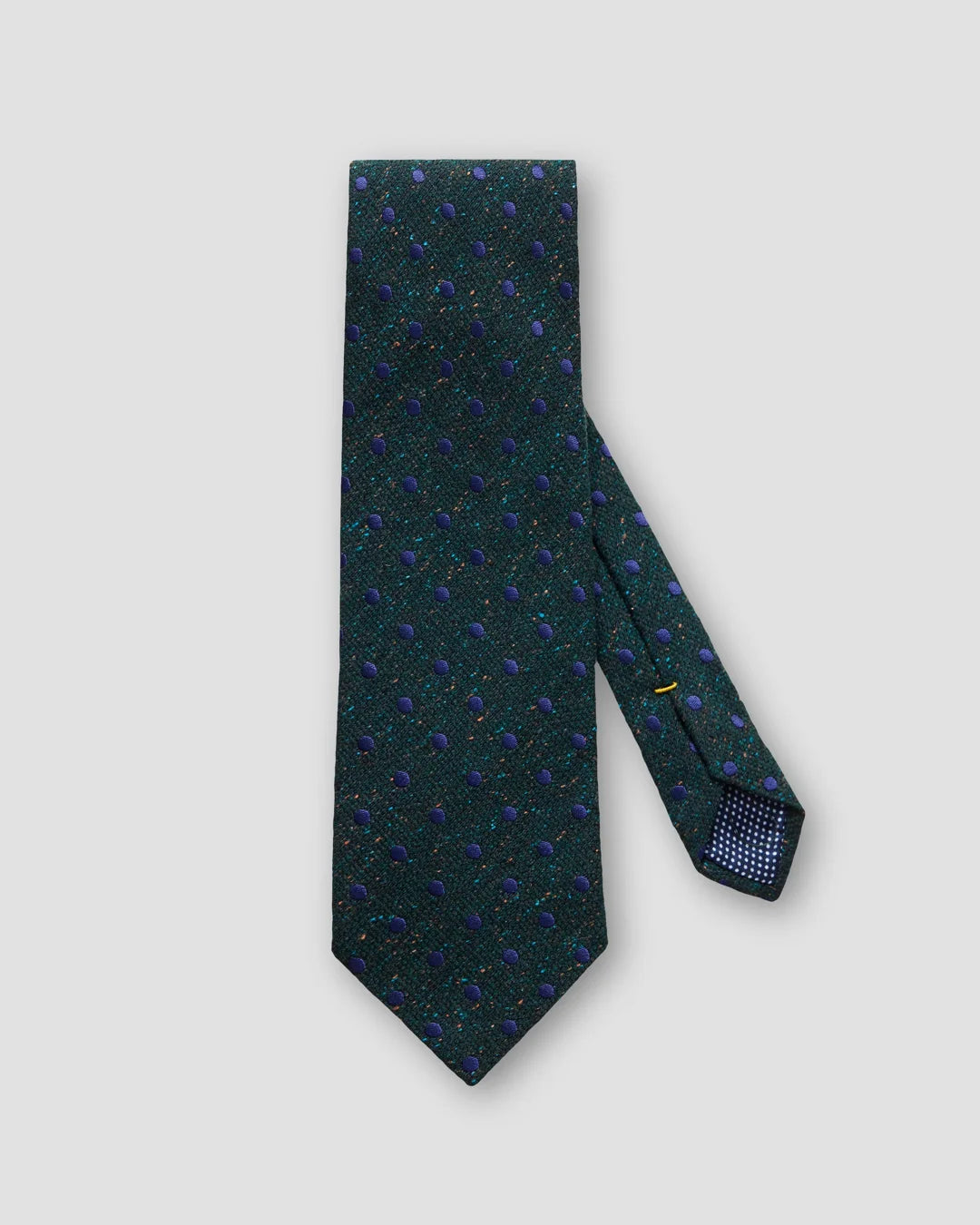 Dark Green Wool Tie With Blue Dots Eton