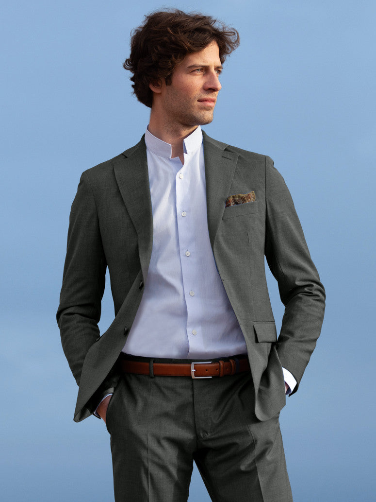 Dark Green Wool Summer Suit