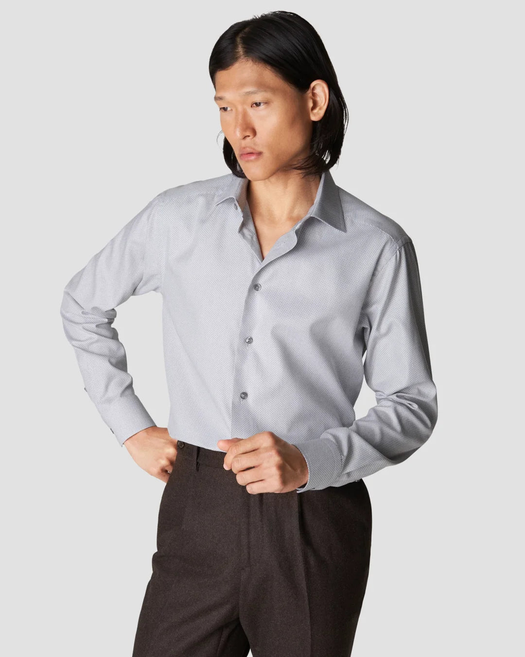 Gray Brocade Shirt Eton