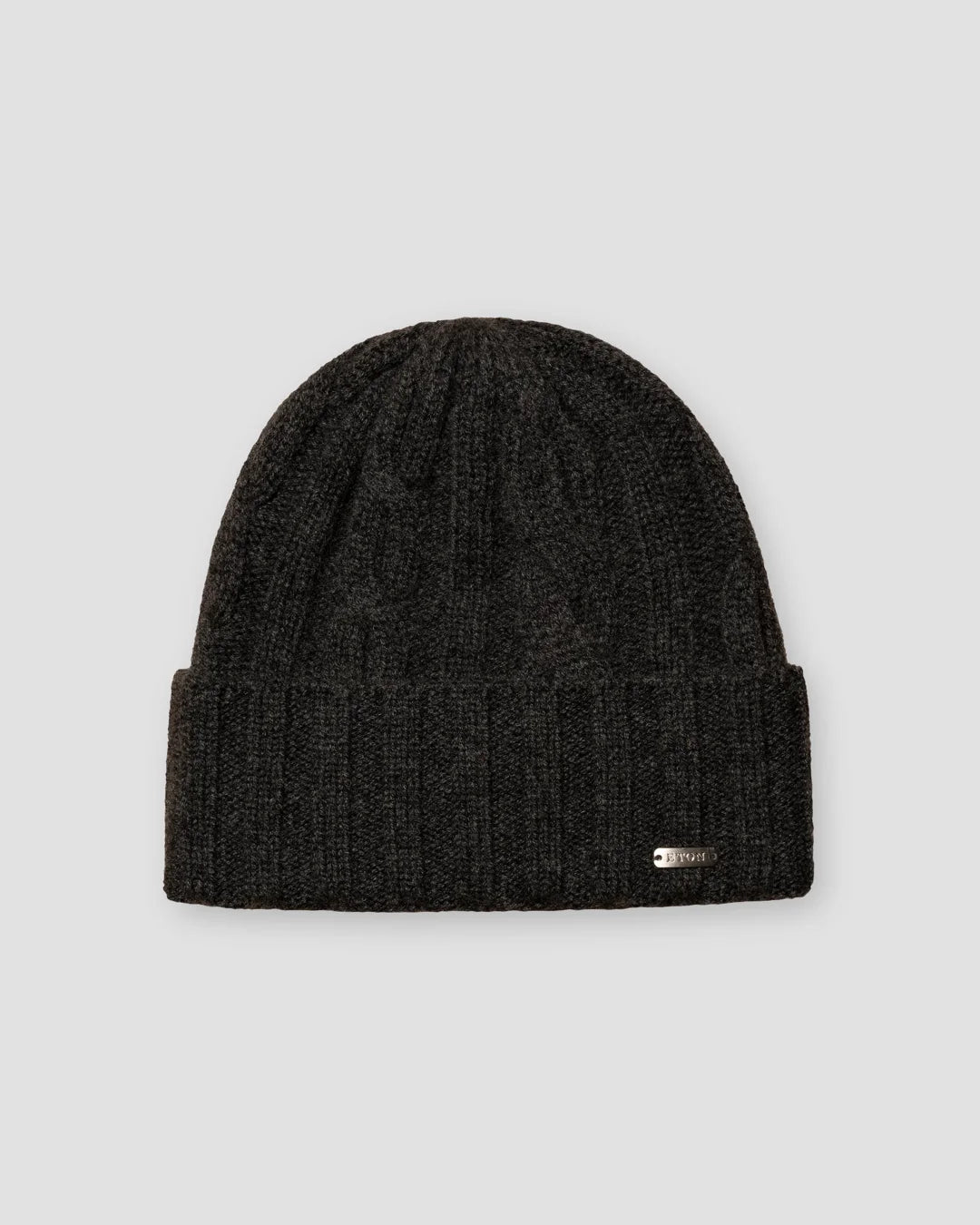 Dark Grey Cable Knit Cashmere Beanie