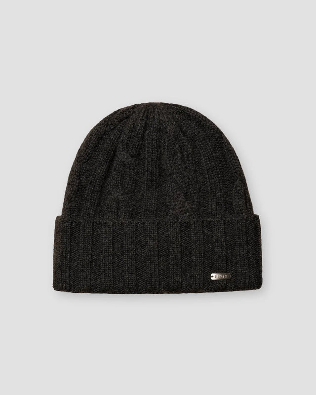 Dark grey Cable Knit Cashmere Beanie