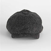 Dark Grey Herringbone Wool Gatsby Cap
