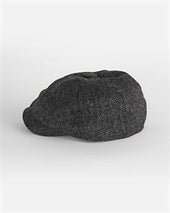 Dark Grey Herringbone Wool Gatsby Cap