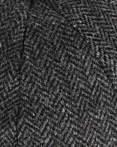 Dark Grey Herringbone Wool Gatsby Cap