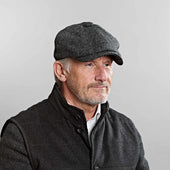 Dark Grey Herringbone Wool Gatsby Cap