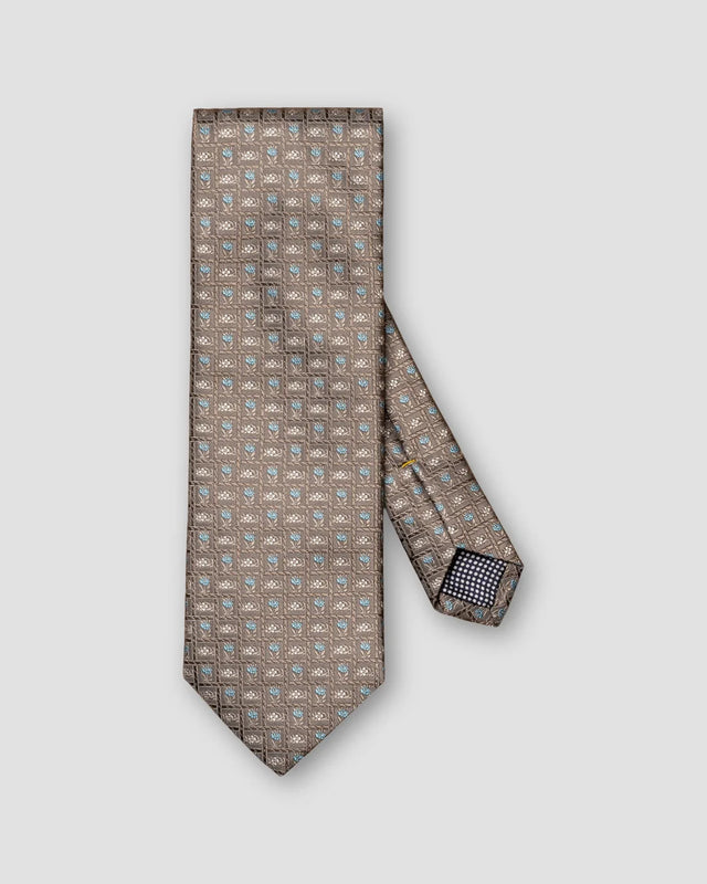 Dark Gray Floral Pattern Silk Jacquard Tie