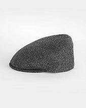 Dark Grey Plain Weave Wool Flat Cap
