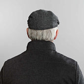 Dark Grey Plain Weave Wool Flat Cap