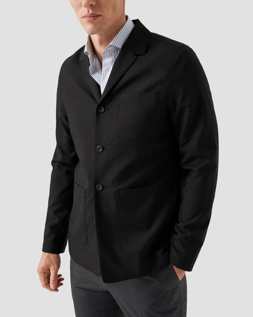 Dark Gray Lined Wool Overshirt Eton
