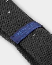 Dark Grey White Spot Knitted Cashmere Tie