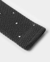 Dark Grey White Spot Knitted Cashmere Tie