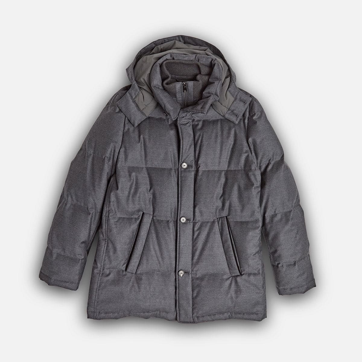 Dark Grey Loro Piana Wool Silk Blend Mante Coat