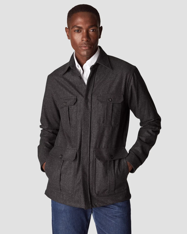 Gray Wool Cashmere Twill Overshirt - Eton