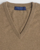 Dark Natural V Neck Cashmere Slipover