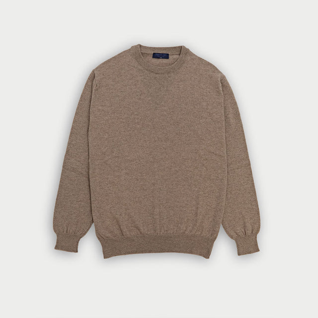Dark Natural Crew Neck Cashmere Sweater